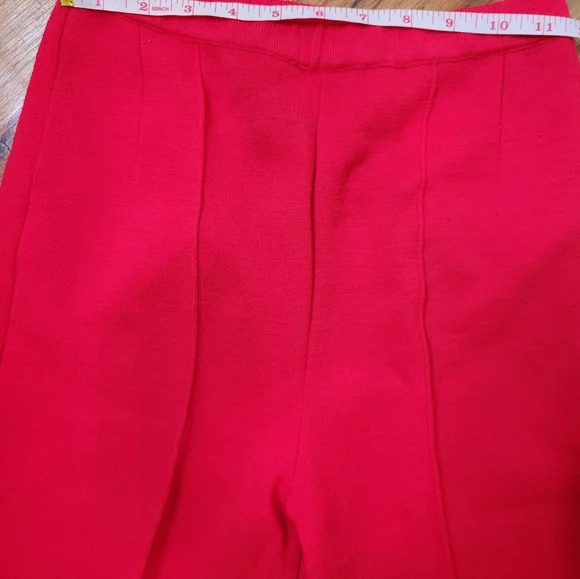 Vintage 1960s Sebastian Red Belted Jacket and Pant Suit With Gold Buttons Set - Picture 13 of 16